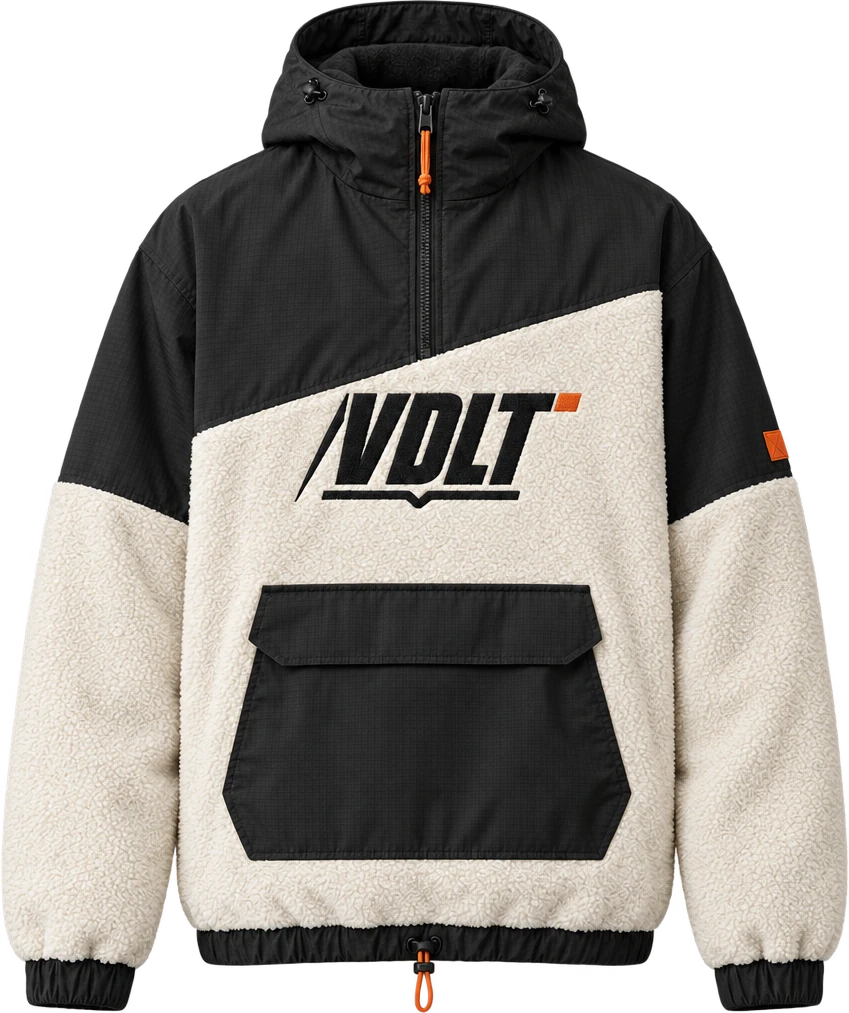 Anorak Cresta de VDLT, negro y hueso con costura diagonal